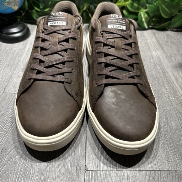 Kizik Women’s Vegas 2 – Hands-Free Sneakers Brown Oiled Leather Size 11 - Picture 3 of 9